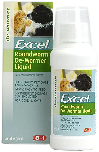 Luving Pets, 8 in 1 Excel Roundworm Dewormer Liquid for Dogs