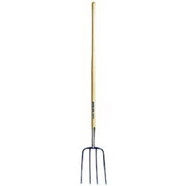 Various, 9-In. Forged Steel Manure Fork, 4 Tines, 54-In. Handle