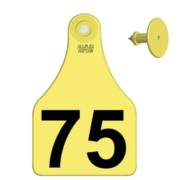 Allflex, Allflex Global Maxi Numbered Cattle Ear Tags Yellow 51-75, 25Ct