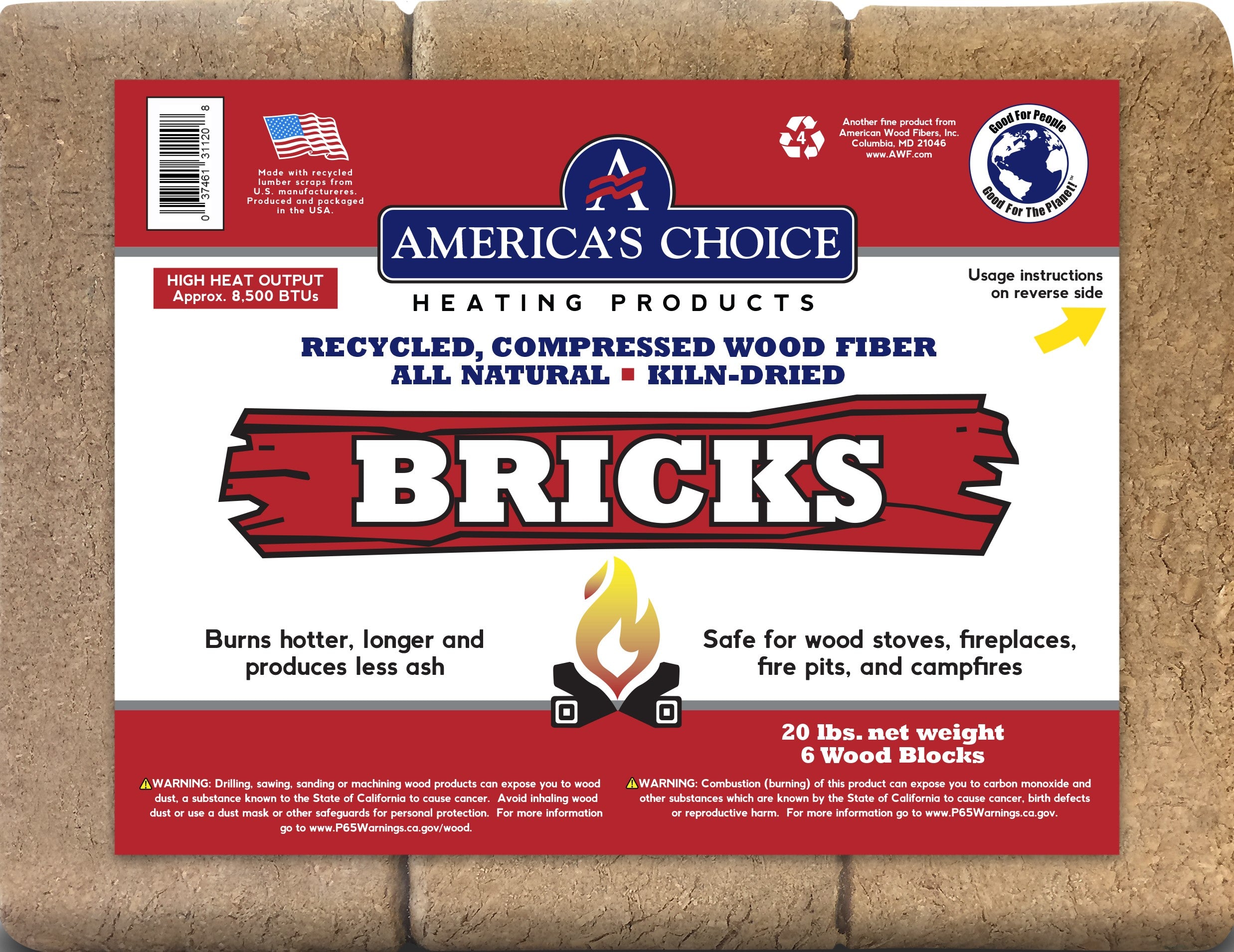 American Wood Fibers, America's Choice Wood Fuel Bricks