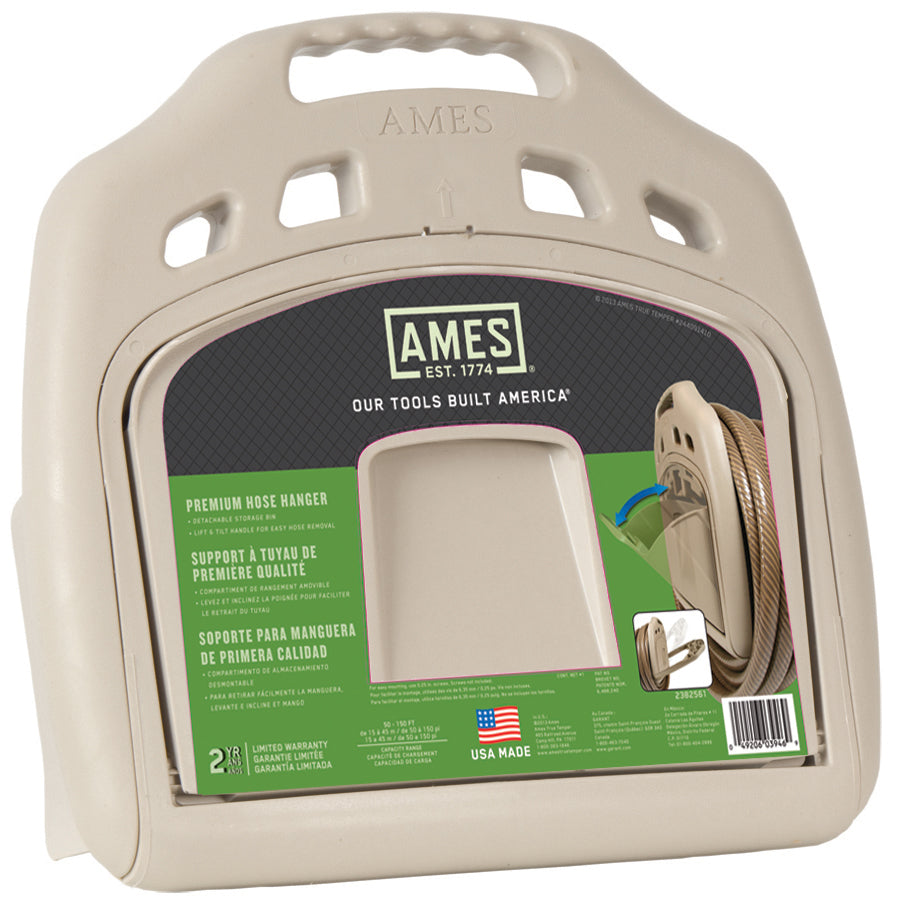 AMES, Ames 150′ Wall Mount Poly Hose Hanger With Storage Bin