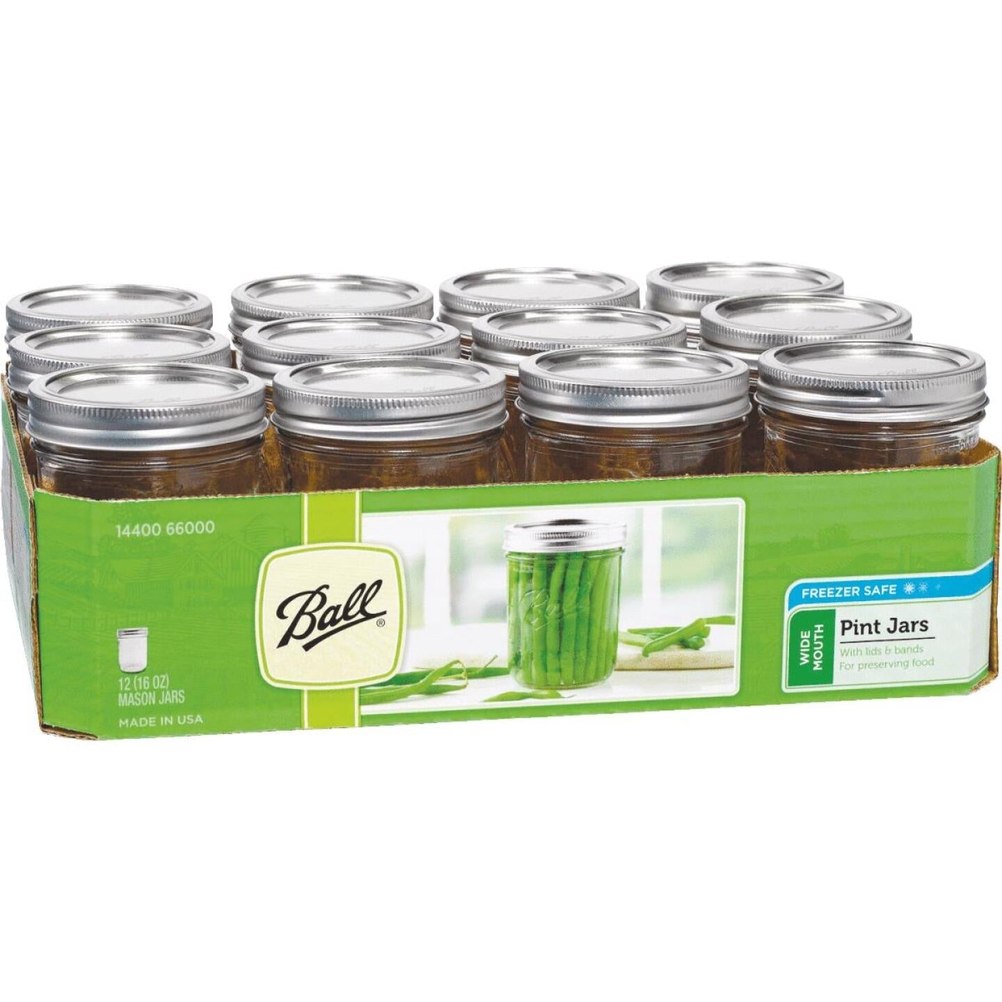 Ball, Ball Pint Wide Mouth Can-Or-Freeze Mason Canning Jar (12-Count)