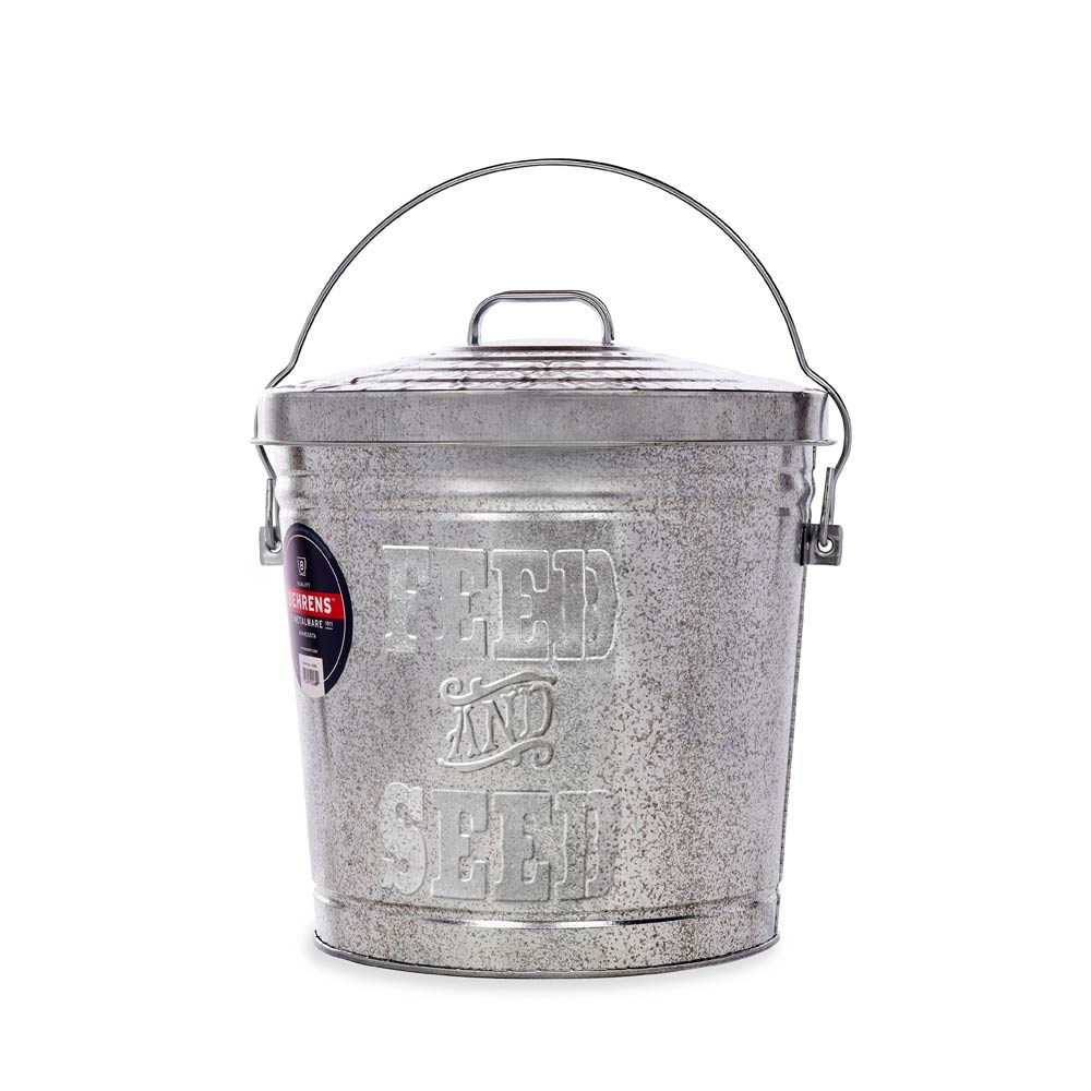 Behrens, Behrens 10 Gallon Embossed Galvanized Steel Locking Lid Trash Can with Lid