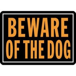 Hy-Ko, "Beware Of Dog" Sign, Hy-Glo Orange/Black Aluminum, 10 x 14-In.