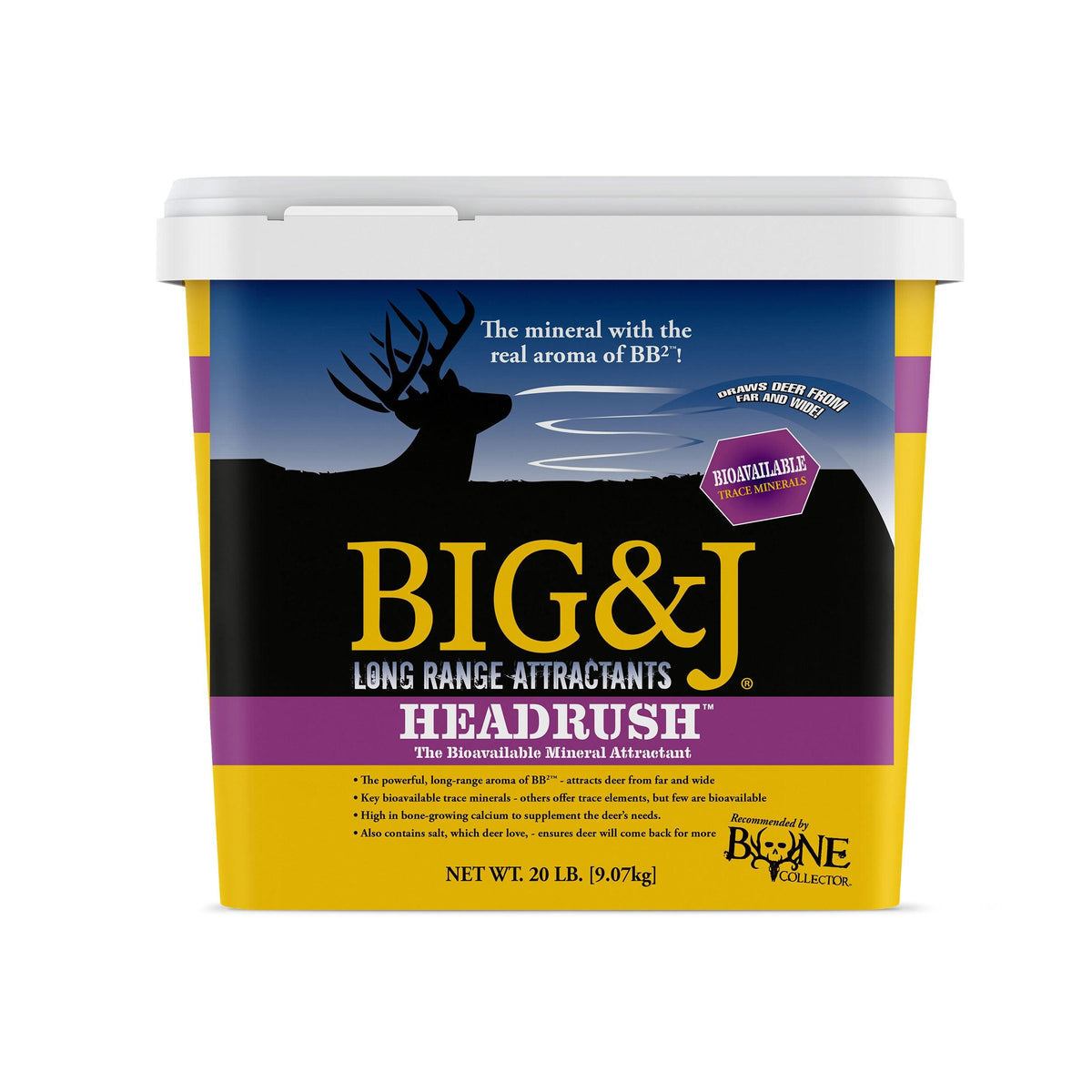Big & J, Big and J HEADRUSH - BB2-BKM20 - Powerful Long Range Deer Attractant - Whitetail 20 LBS