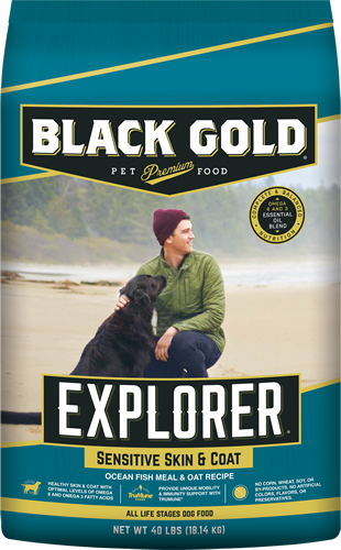 Black Gold Premium Pet Food, Black Gold Explorer Sensitive Skin & Coat Ocean Fish Meal & Oat Recipe