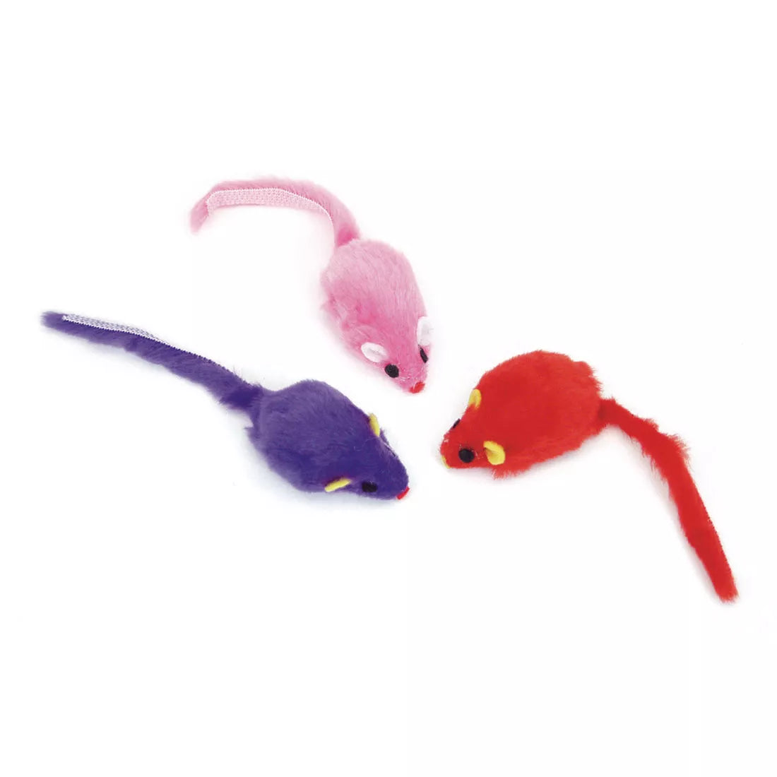 Coastal Pet Products, Coastal Pet Products Turbo Assorted Mice Cat Toys 2" Fur Mice Blue Red Pink