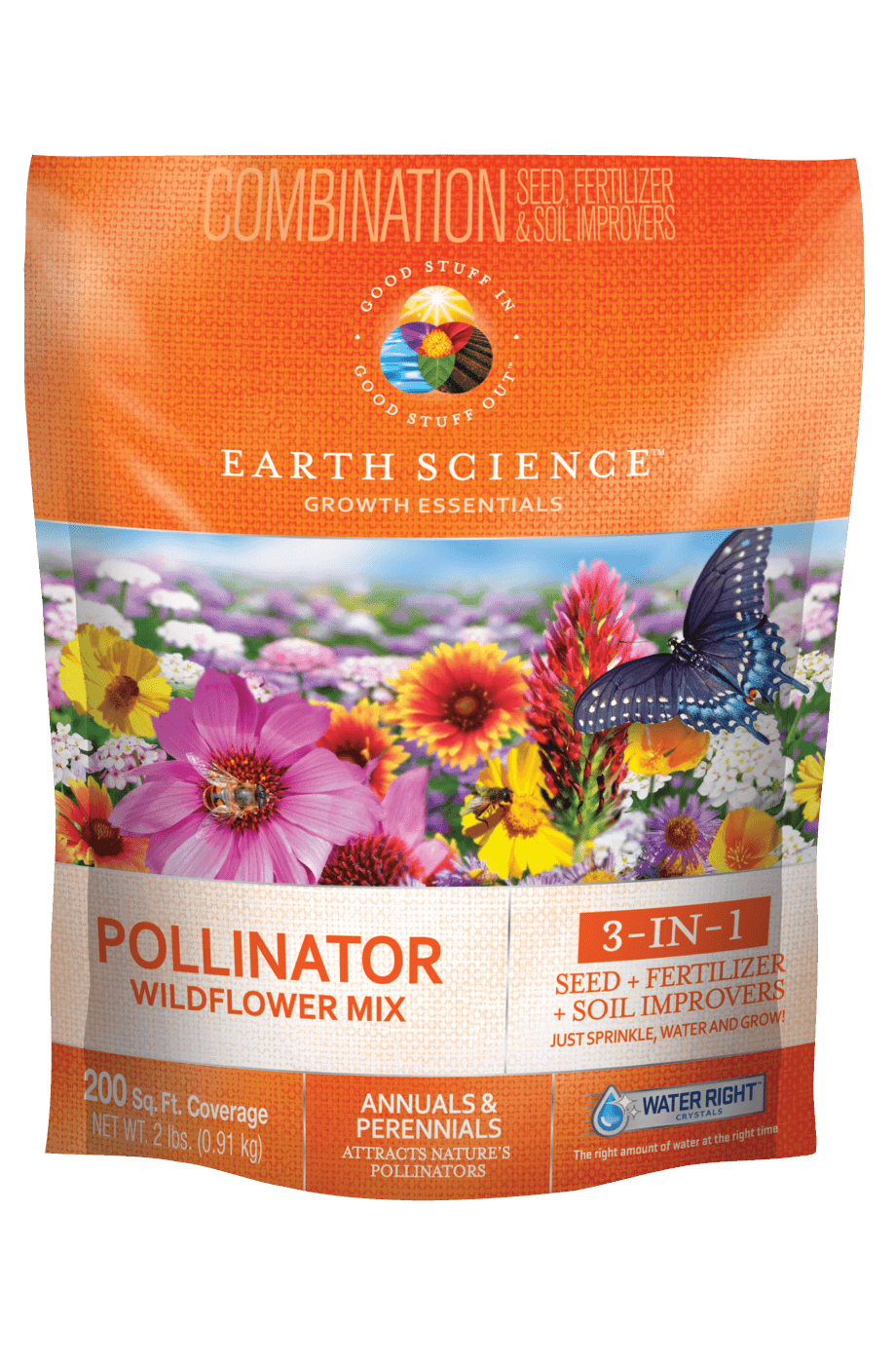 Earth Science, Earth Science 2 lbs. Pollinator All-In-One Wildflower Mix with Seed, Plant Food