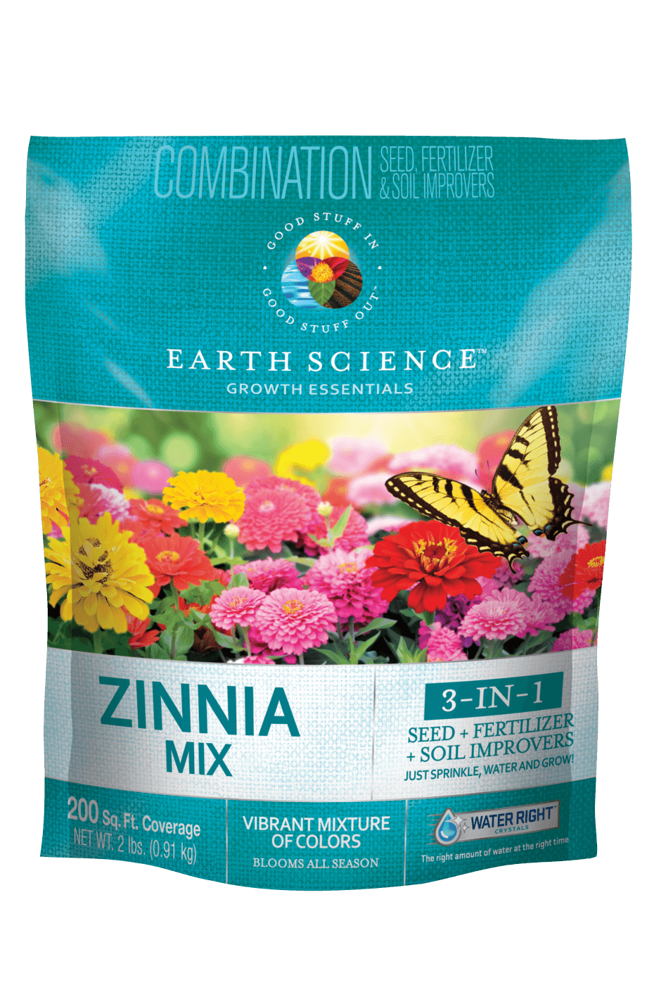 Earth Science, Earth Science Earth Science All-In-One 2 Lb. 200 Sq. Ft. Coverage Zinnia Wildflower Seed Mix