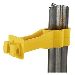 DARE, Electric Fence Insulator, T-Post, Snug-Fit Backside, Yellow, 25-Pk.