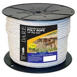 DARE, Electric Fence Poly Rope, White, 6mm x 600-Ft.