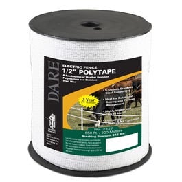 Various, Electric Fence Tape, White Poly & 5-Wire Stainless Steel, .5-In. x 656-Ft.