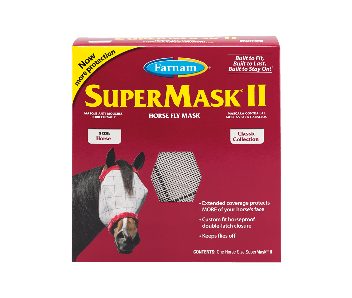 Farnam, Farnam Supermask II Arabian Horse Fly Mask without Ears, Assorted