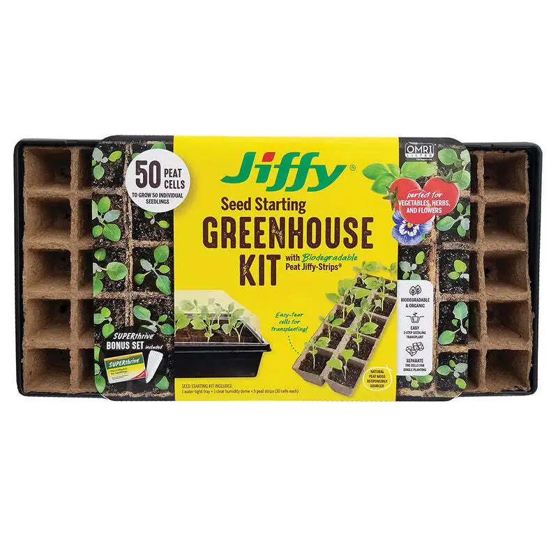 Ferry-Morse, Ferry-Morse Jiffy Seed Starting Greenhouse Kit with 50 Biodegradable Peat Strip Cells