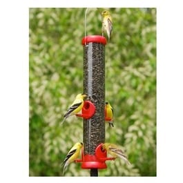 Bird Lovers, Finch Wild Bird Feeder, Sunflower Seed Tube, Red, 15-In.