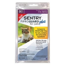 Sentry, Fiproguard Plus Flea & Tick Squeeze On, For Cats, 3-Pk.