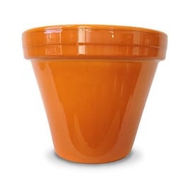 Ceramo, Flower Pot, Orange Ceramic, 4.5 x 3.75-In.