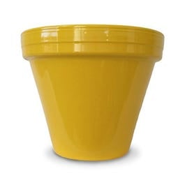 Ceramo, Flower Pot, Yellow Ceramic, 4.5 x 3.75-In.