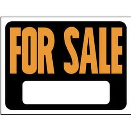 Hy-Ko, "For Sale" Sign, Hy-Glo Orange/ Black Plastic, 9 x 12-In.