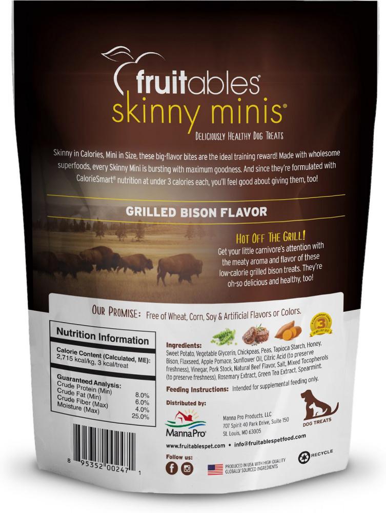Fruitables, Fruitables Skinny Minis Grilled Bison Flavor Soft & Chewy Dog Treats