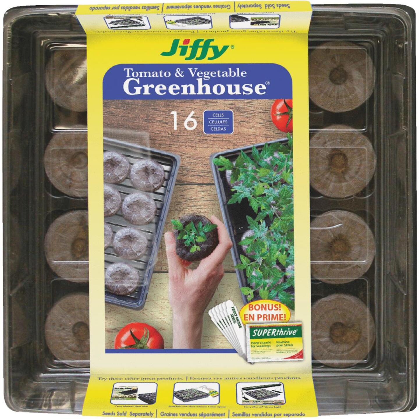 Jiffy, Jiffy 16-Cell 11 In. W. x 11 In. L. Seed Starter Greenhouse Kit with Superthrive