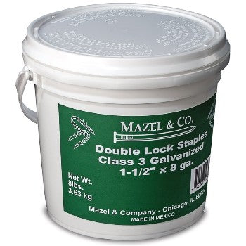 Mazel & Co., Mazel 11608112L Barbed Fence Staples, Galvanized 8 Lb Pail ~ 1 - 1/2