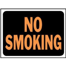 Hy-Ko, "No Smoking" Sign, Hy-Glo Orange/Black Plastic, 9 x 12-In.