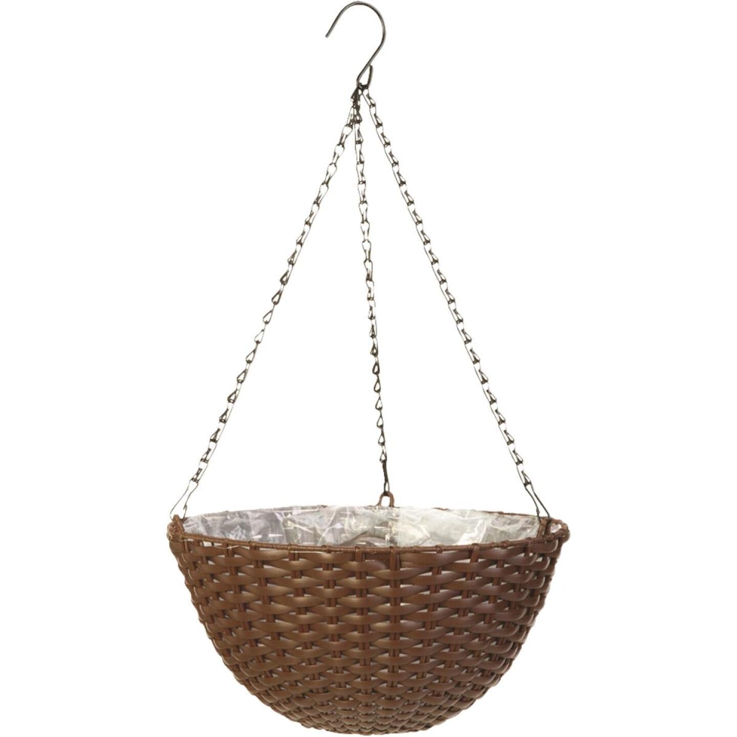 Panacea, Panacea 14 In. Resin Espresso Brown Hanging Plant Basket