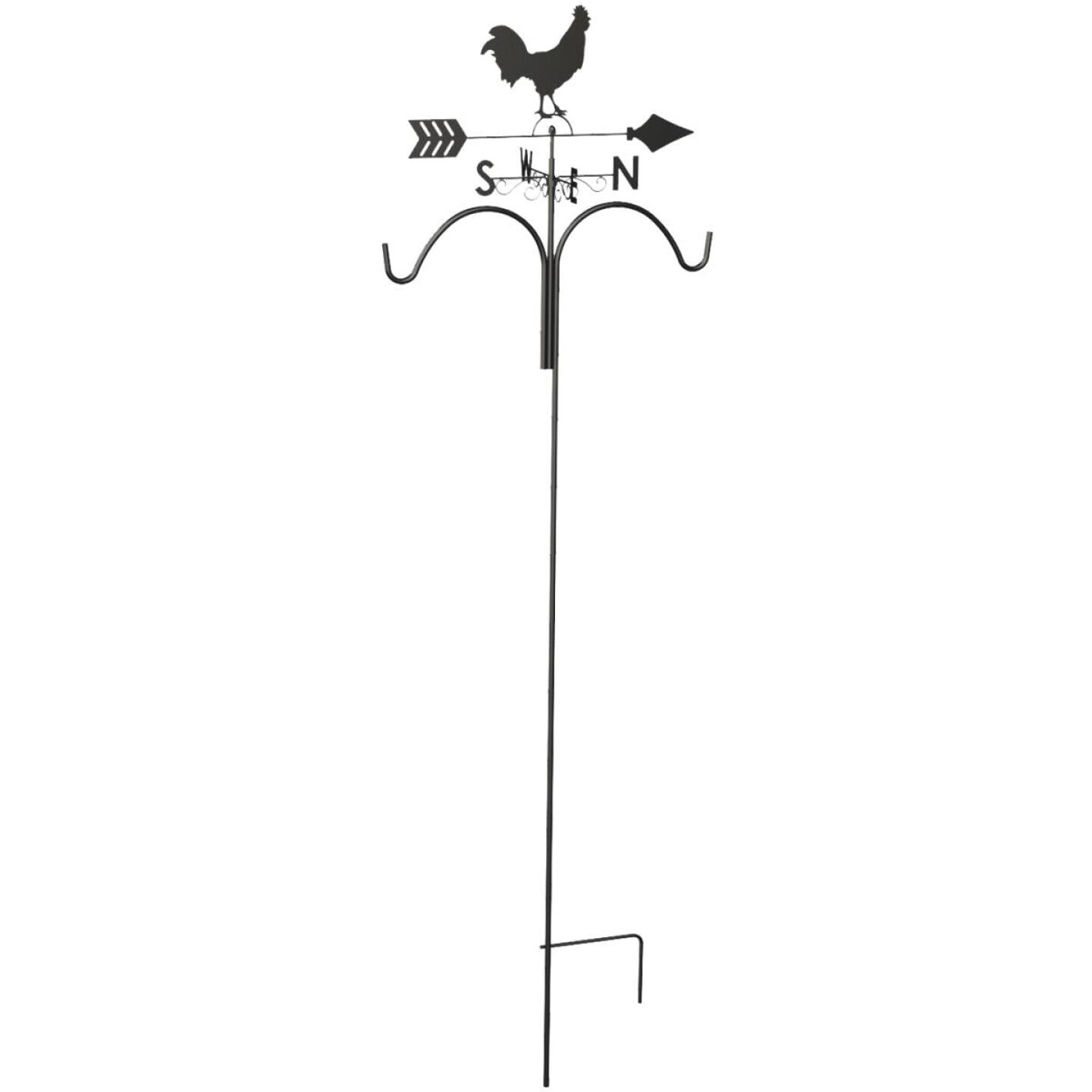 Panacea, Panacea 78 In. Brown Steel Rooster Weathervane Double Shepherd Hook