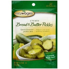 Mrs. Wages, Pickling and Canning Mix, Bread N' Butter Pickles, Quick Process, 5.3-oz.