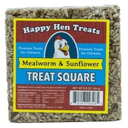 Happy Hens, Poultry Treats, Mealworm & Sunflower Squares, 6.5-oz.