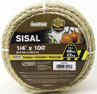 MIBRO, SISAL TWISTED 1/4IN X 100 FT NATURAL