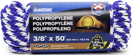 MIBRO, SMOOTH BRAID POLYP 3/8 X 50 FT BL/WT