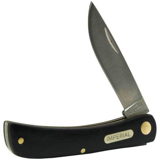 Schrade Knives, Schrade Knives Moderate Price Schrade Imperial IMP22 Sod Buster, Black POM Handle, Plain Edge Pocket Knife 2.7"