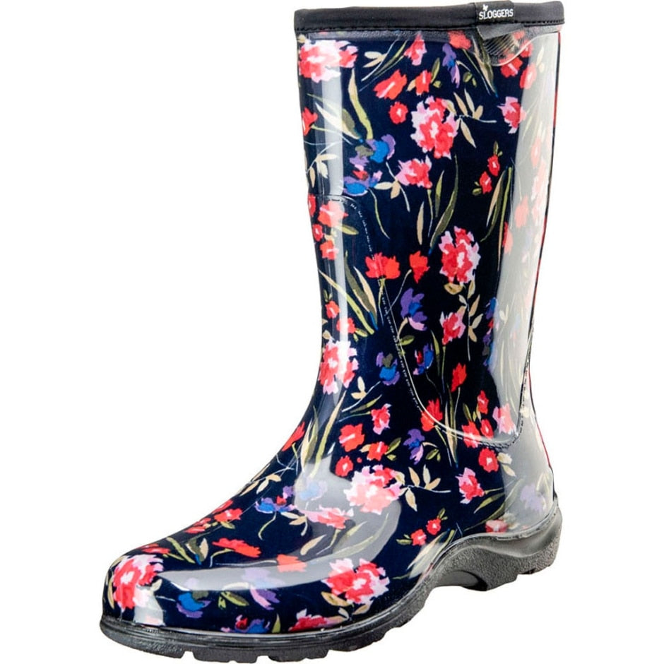 Sloggers, Sloggers Women's Rain & Garden Boot Navy Flower Design