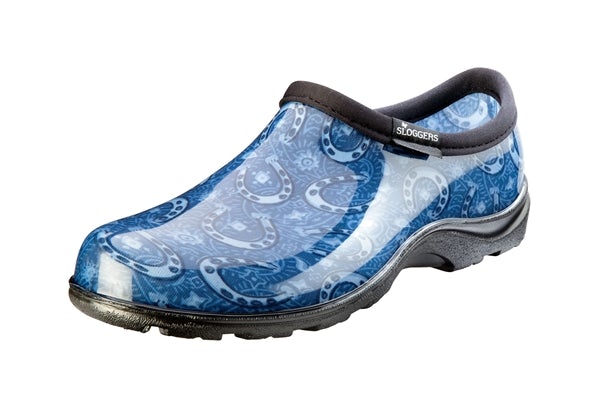 Sloggers, Sloggers Women’s Waterproof Comfort Shoes Horseshoe Paisley Blue Design