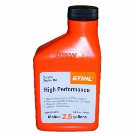 Stihl, Stihl 6.4 oz bottle / 2.5 Gal mix High Performance Oil Mix 50:1 2-Cycle