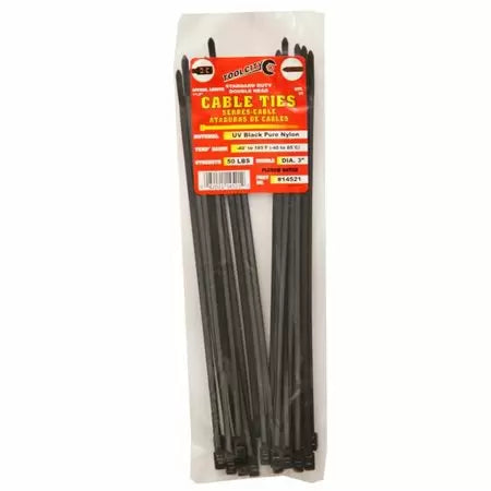 Tool City, Tool City 11.8 In. L Black Cable Tie 50LB SD DOUBLE HEAD 25 Pack