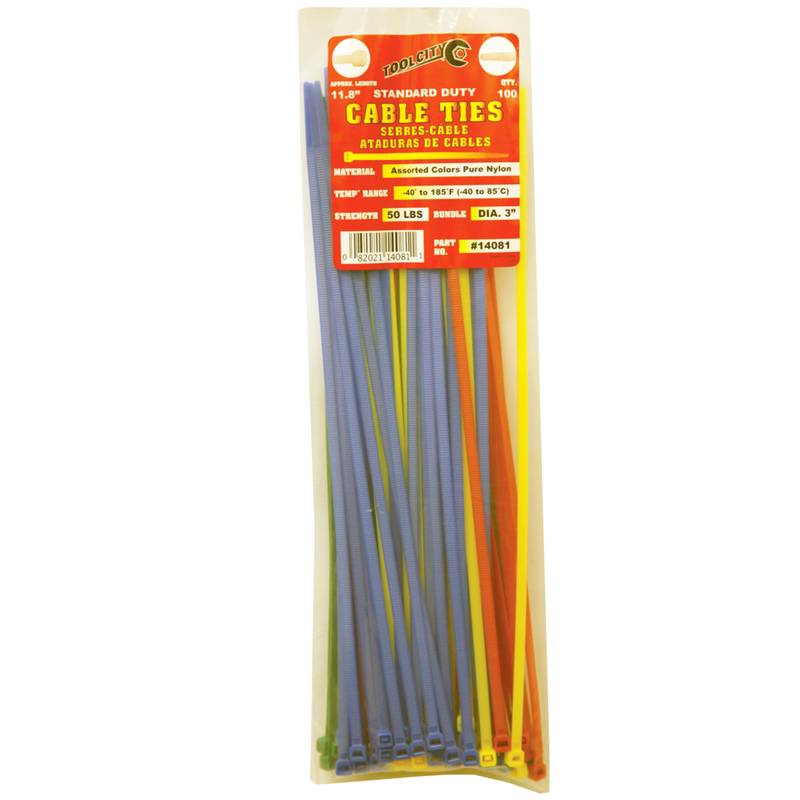 Tool City, Tool City 11.8 in. L Cable Tie Assorted 100 Pack