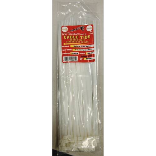 Tool City, Tool City 11.8 in. L White Cable Tie 100 Pack