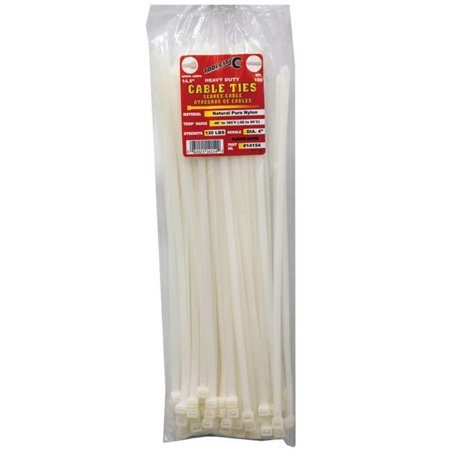 Tool City, Tool City 14.5 In. L White Cable Tie 120LB Heavy Duty 100 Pack