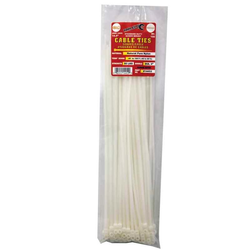 Tool City, Tool City 14.5 in. L White Cable Tie 100 Pack