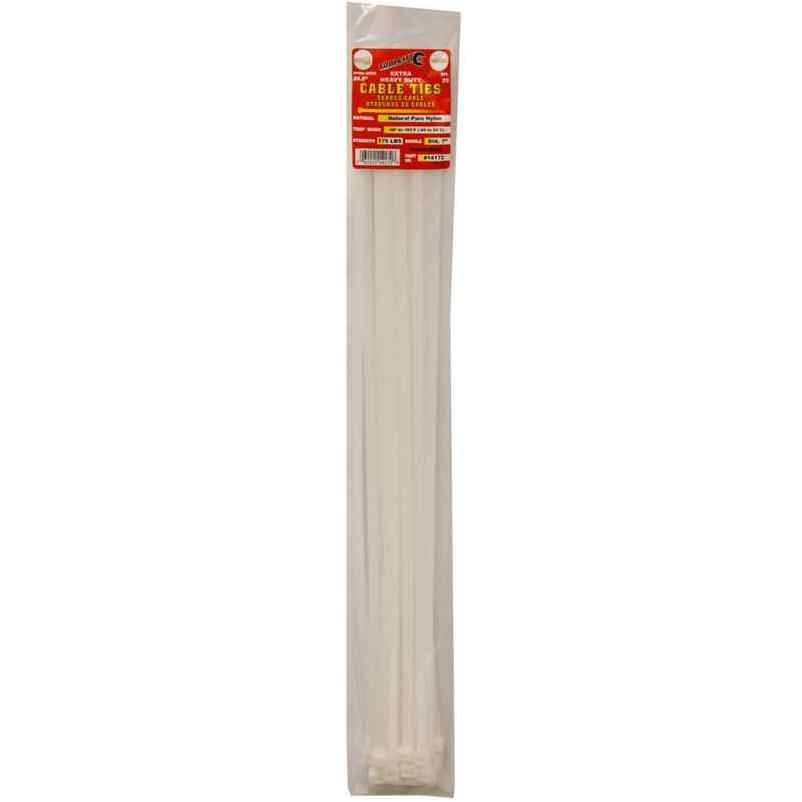 Tool City, Tool City 24.9 in. L White Cable Tie 25 Pack