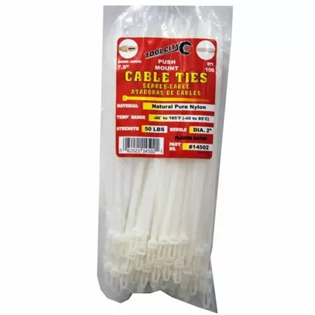 Tool City, Tool City 7.9 in. L White Cable Tie 100 Pack