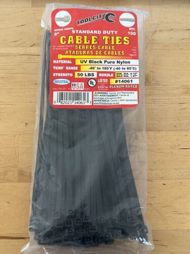 Tool City, Tool City 8 In. L Black Cable Tie 100 Pack