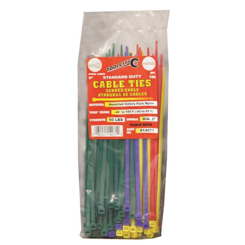 Tool City, Tool City 8 in. L Assorted Cable Tie 100 Pack