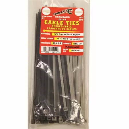 Tool City, Tool City 8 in. L Camo Cable Tie 50LB STD DUTY 100 Pack
