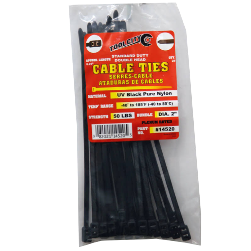 Tool City, Tool City 8.25 in. L Black Cable Tie 50LB SD DOUBLE HEAD 25 Pack