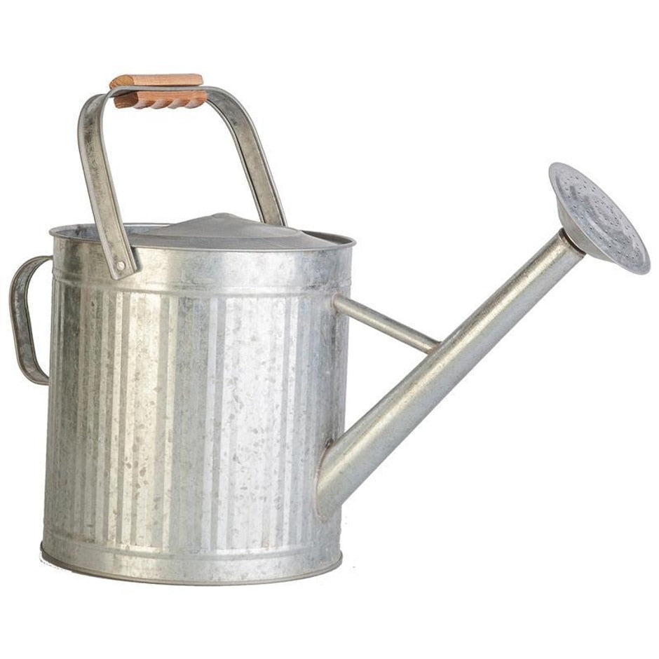 PANACEA PRODUCTS, VINTAGE GALVANIZED WATERING CAN WITH WOOD HANDLE
