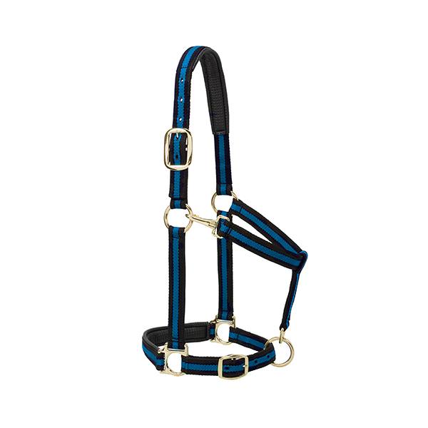 Weaver, Weaver Leather Striped Padded Adjustable Chin And Throat Snap Halter Average Blue 1"